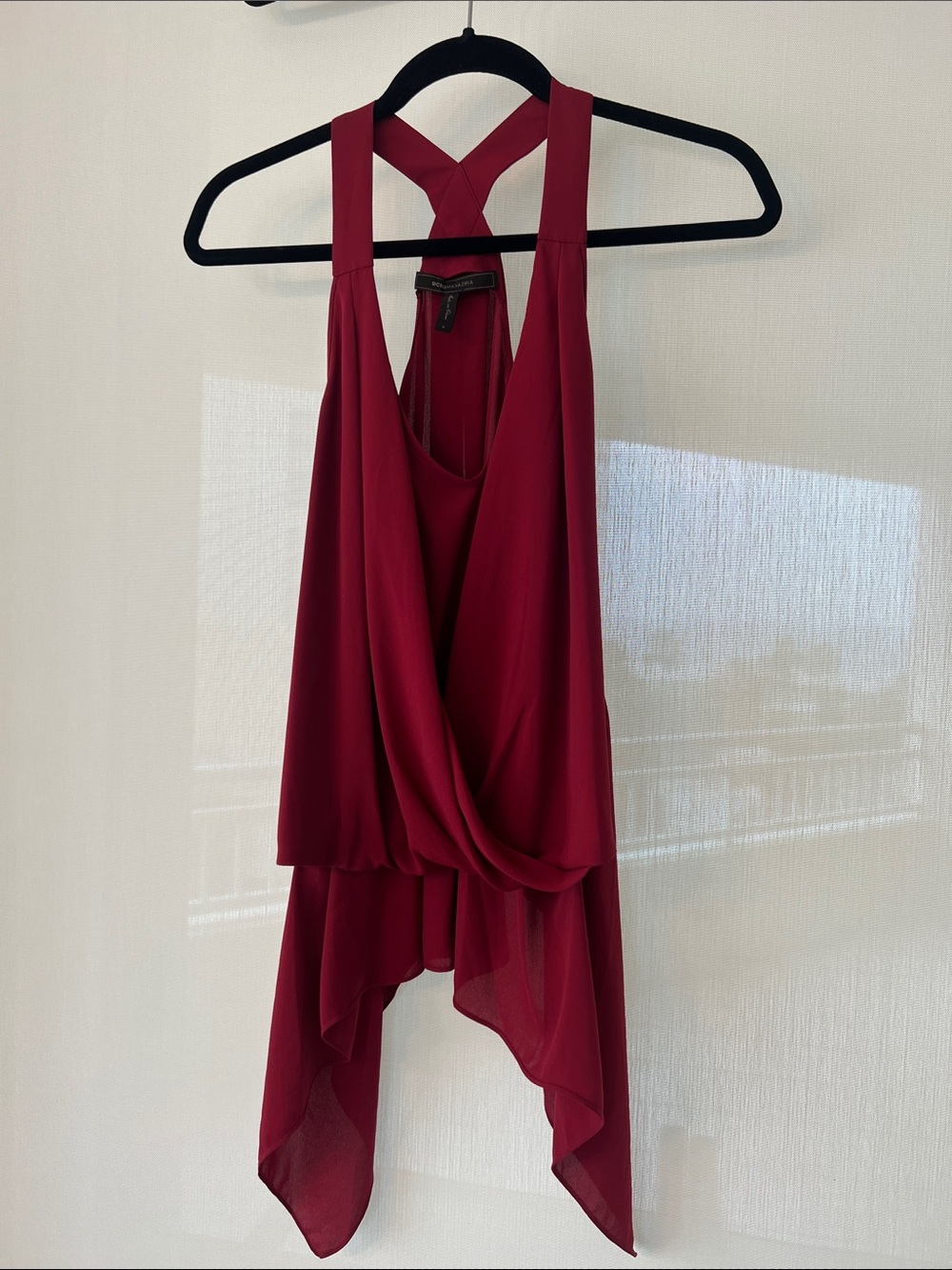 BCBGMaxAzria  Draped Halter Top in Deep Red
